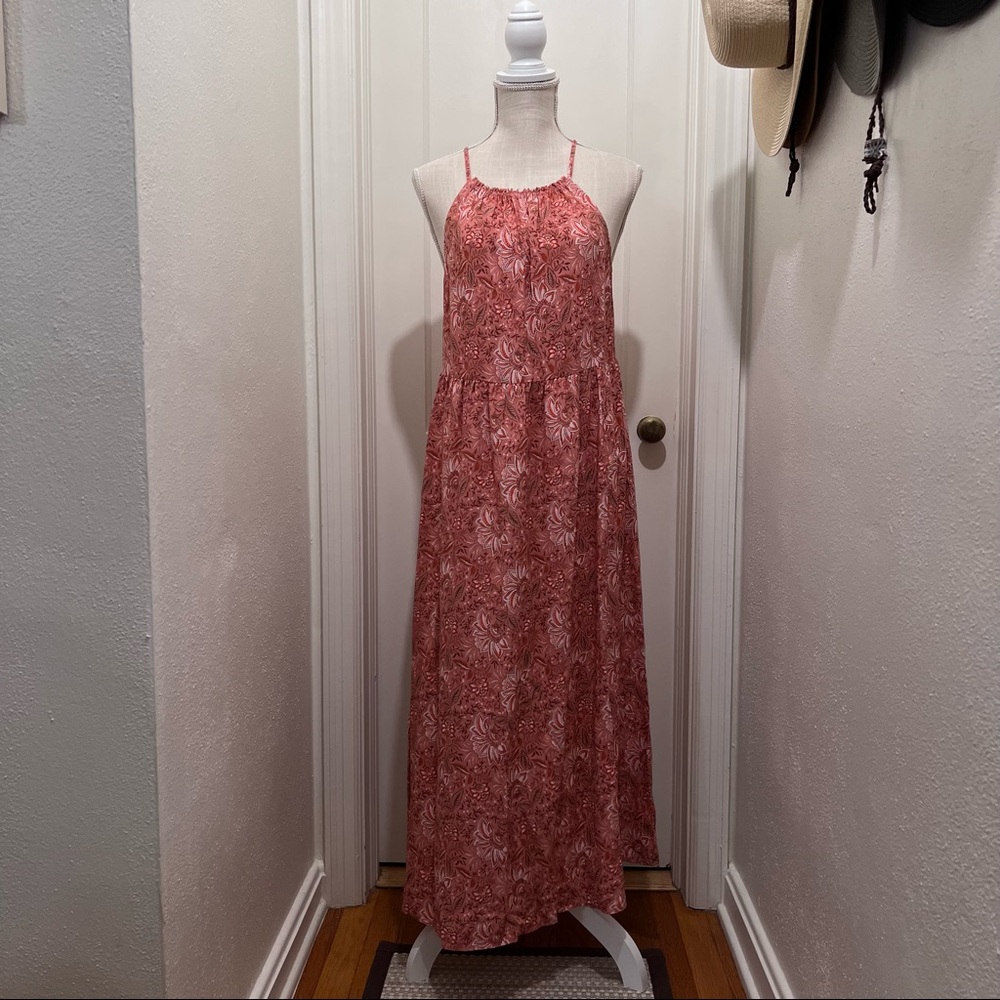 NWOT Old Navy Sleeveless High Neck Maxi Dress Pink Floral